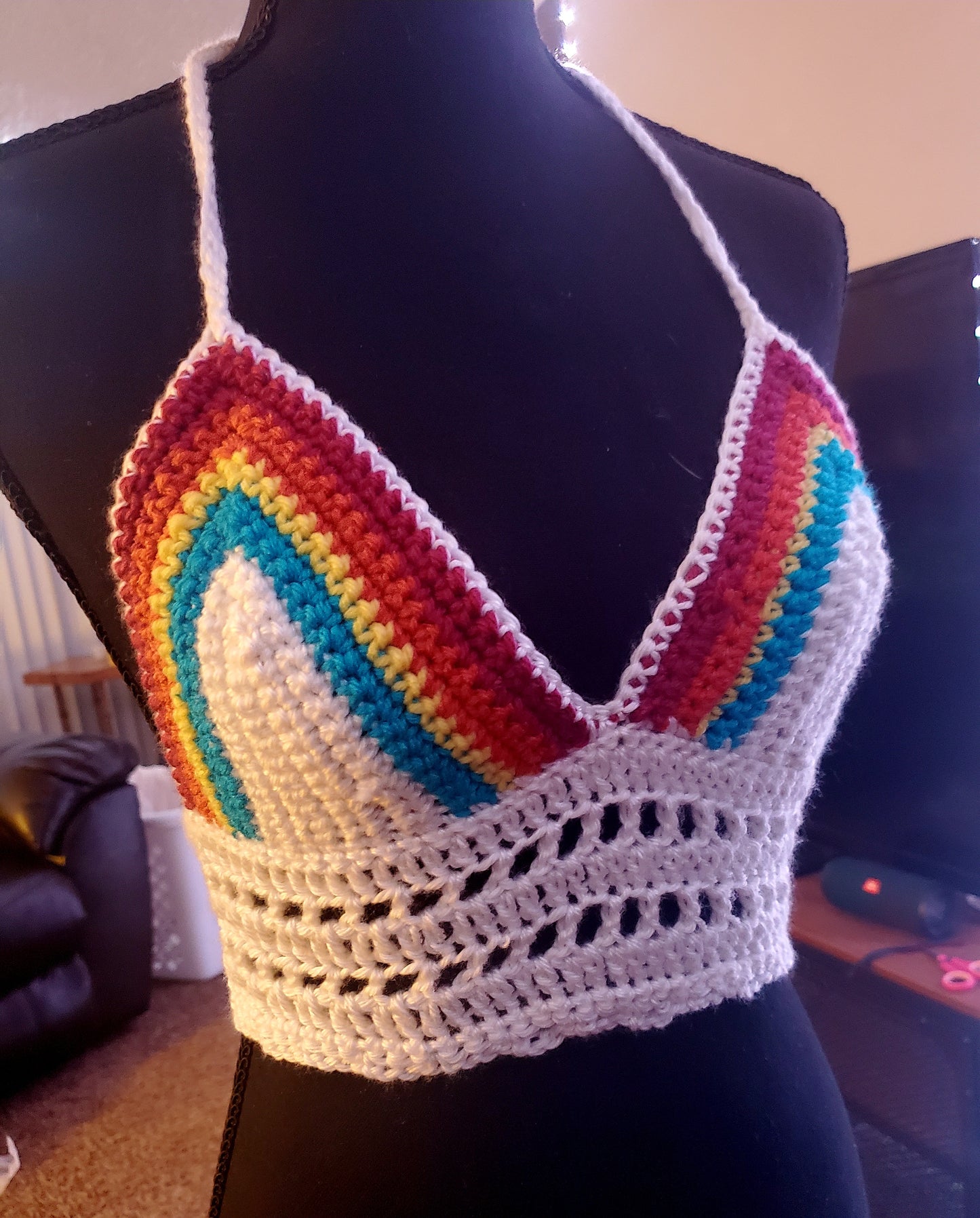 White/Rainbow Bralette