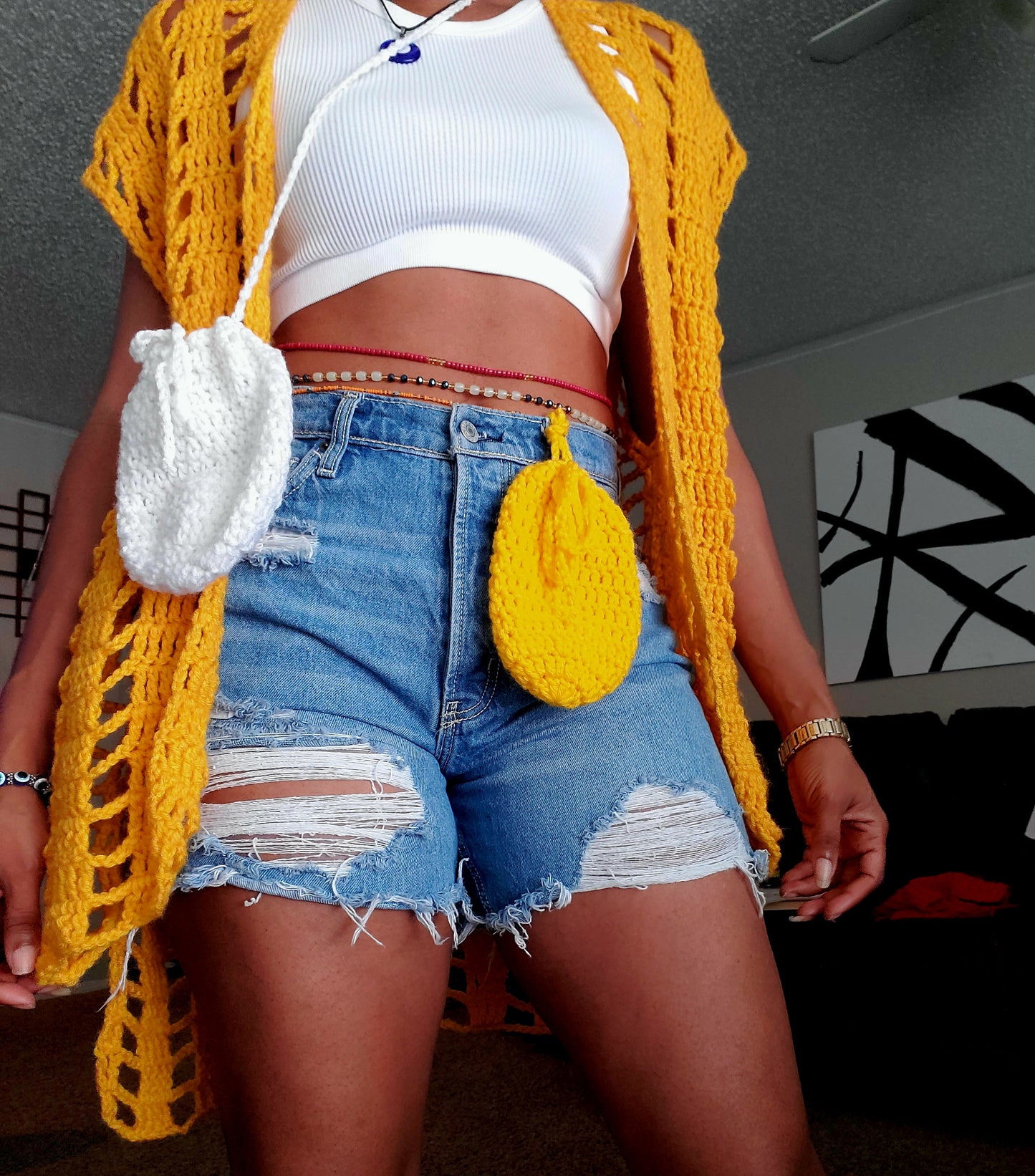 White Drawstring Bag